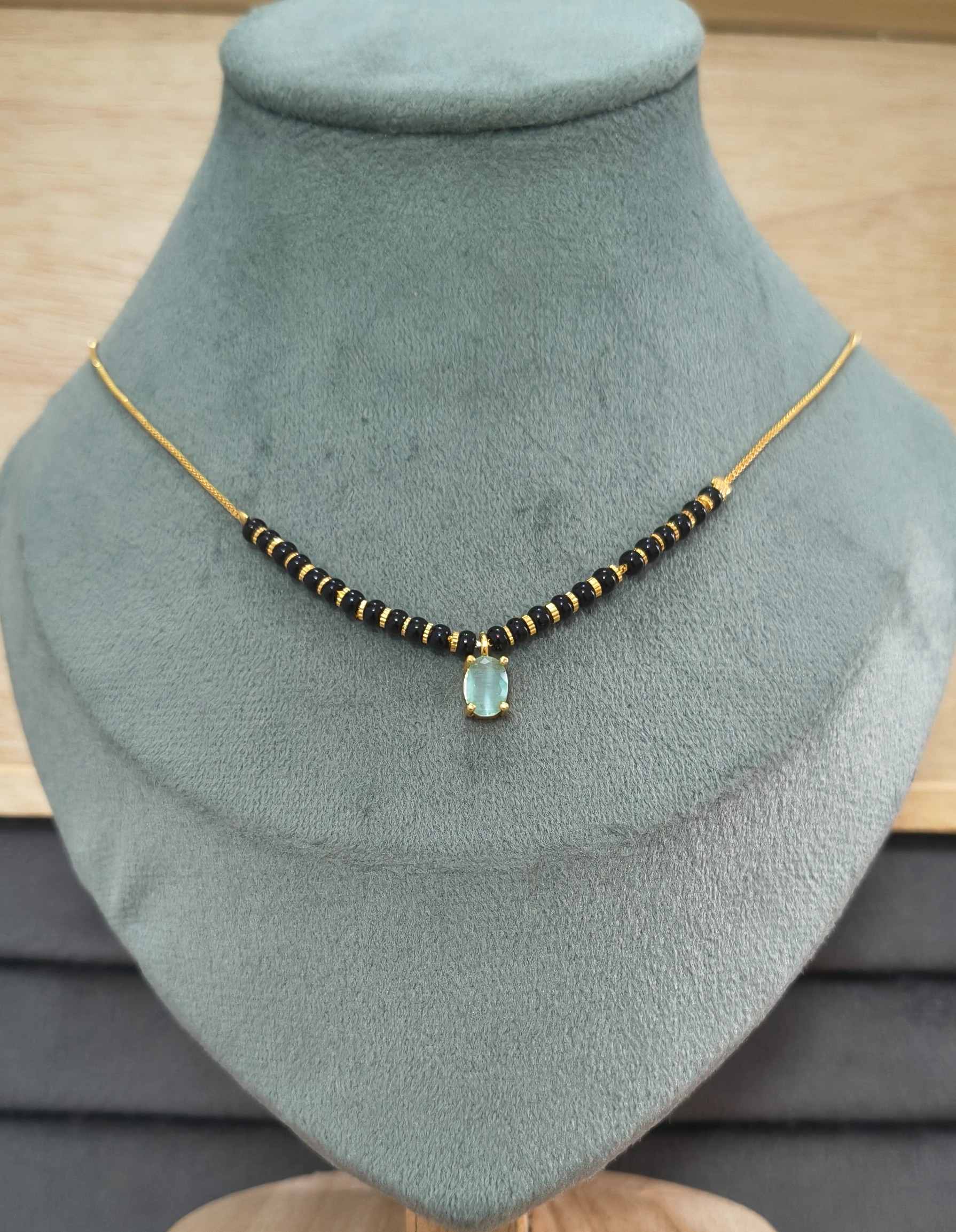 Trendy Mangalsutra Chain With Oval Stone Gold Plated