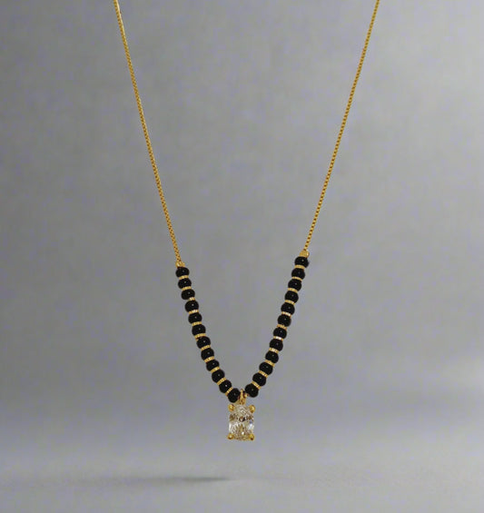 Trendy Mangalsutra Chain with White Stone Gold Plated