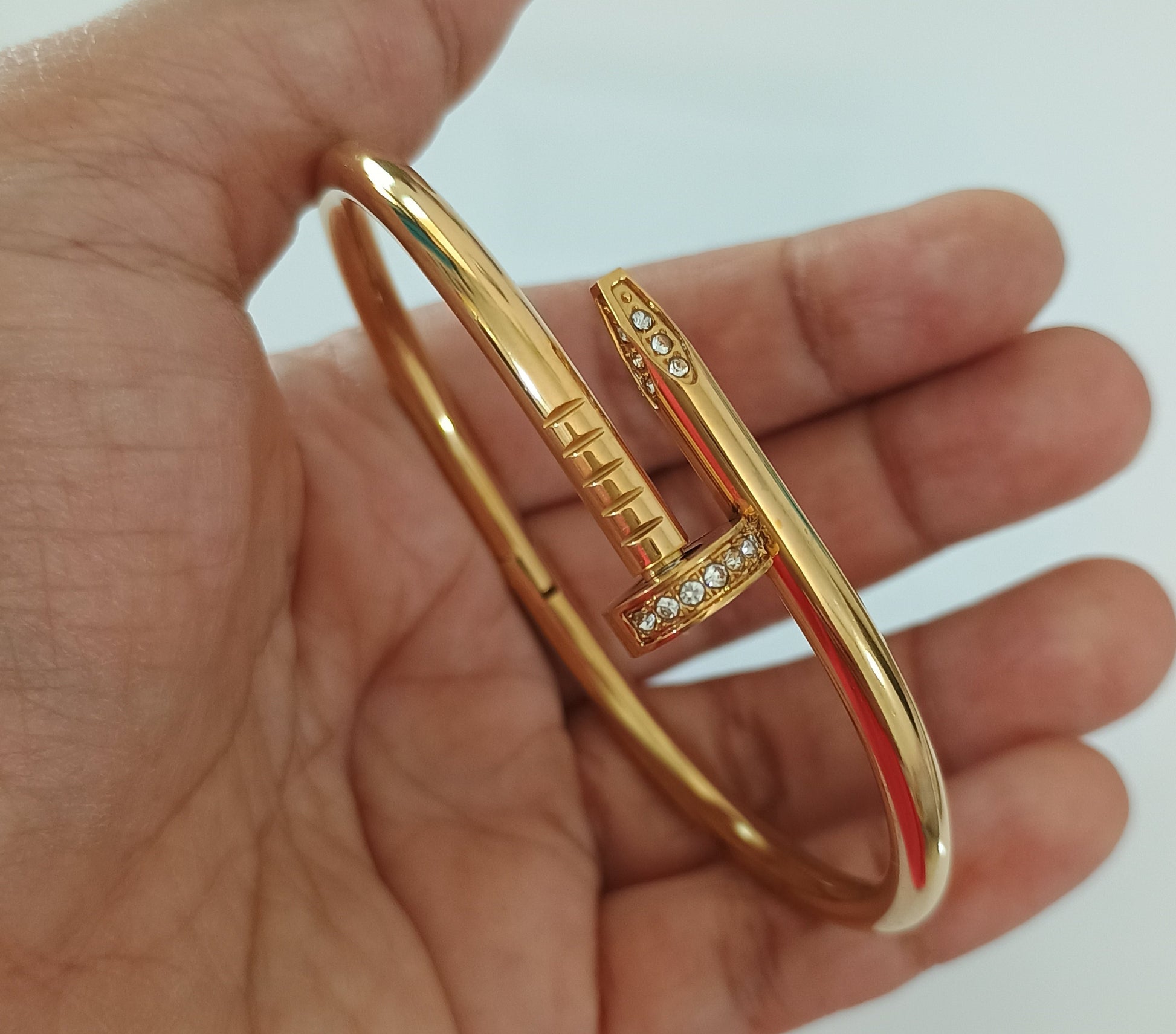 Trendy Nail Bracelet Bangle 18K Gold Plated