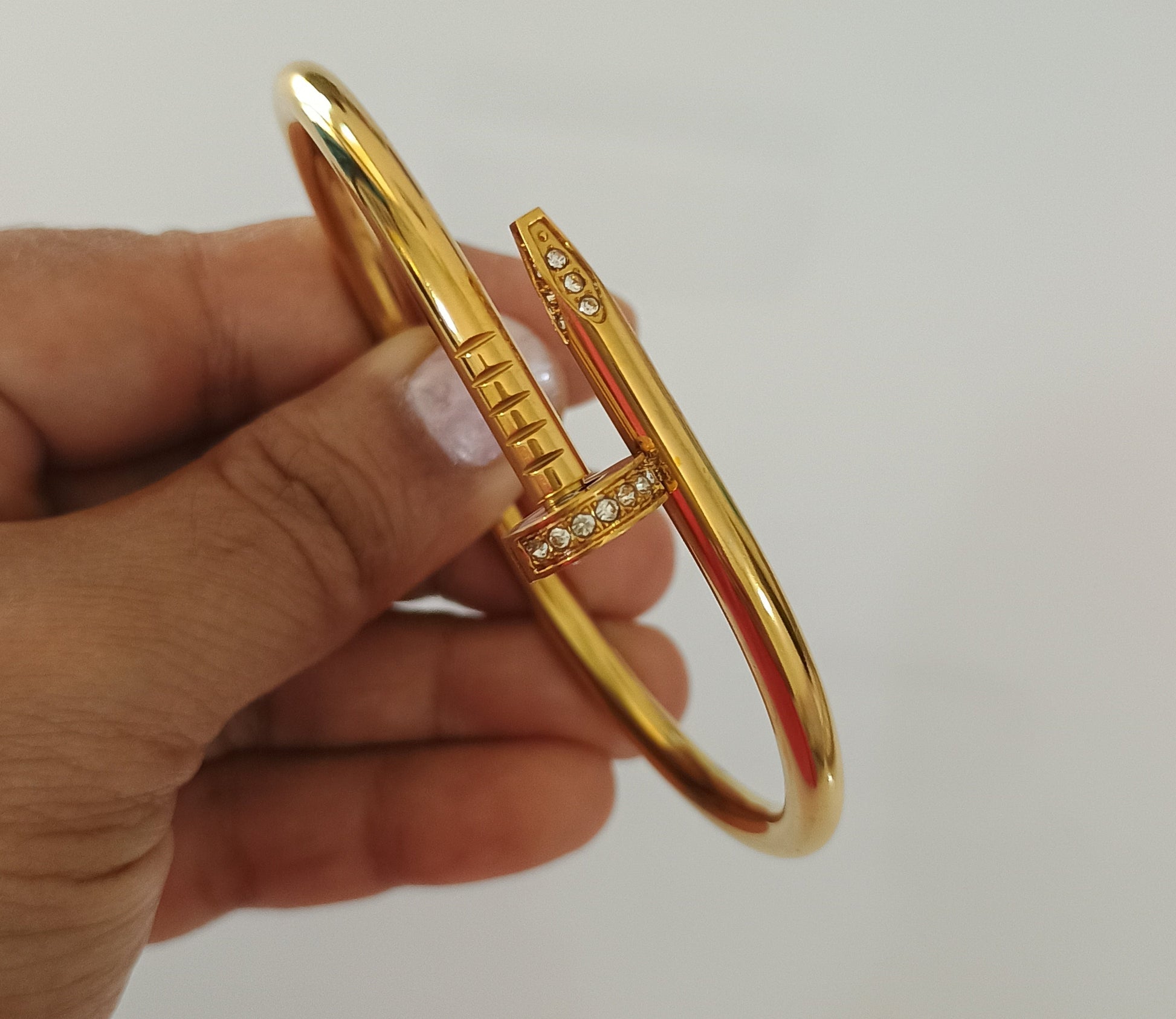 Trendy Nail Bracelet Bangle 18K Gold Plated