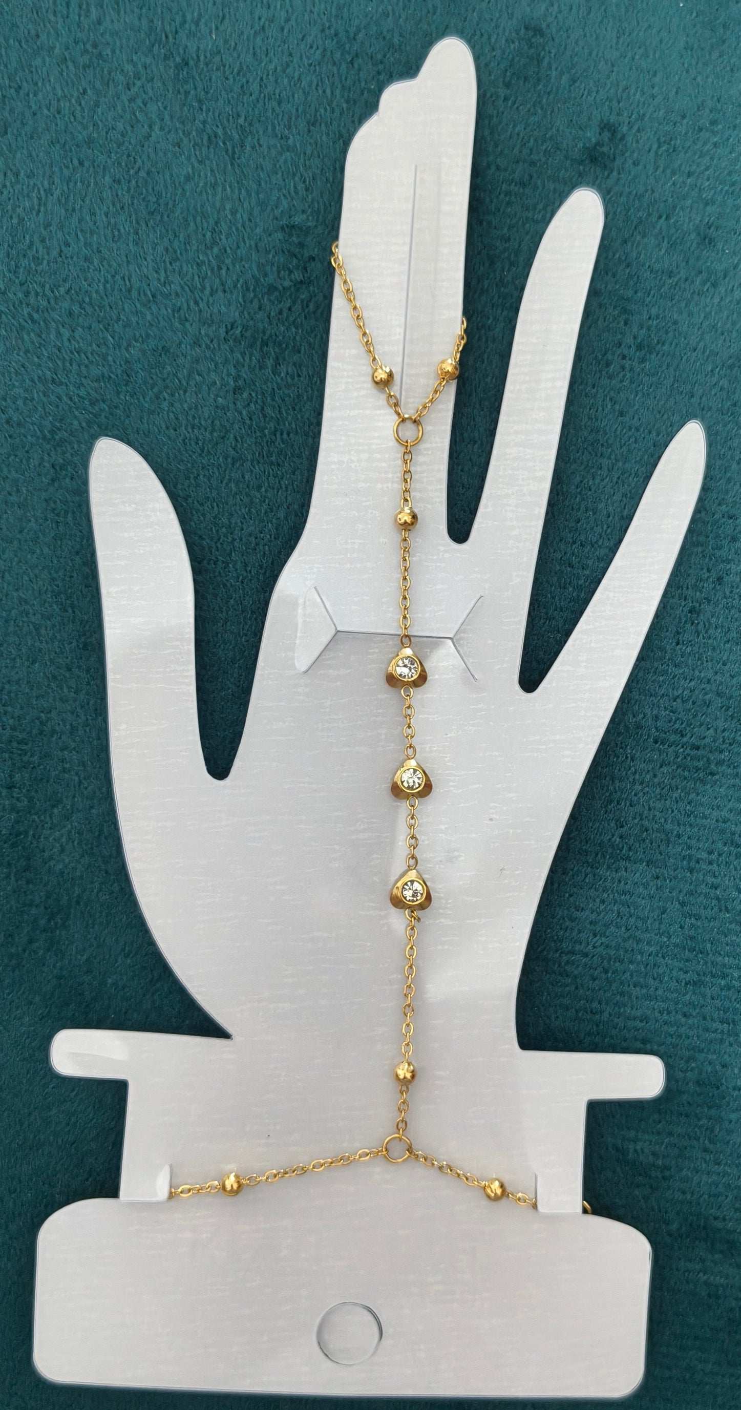 Zircon Stone Studded Stylish Hand Chain Bracelet 18K Gold Plated
