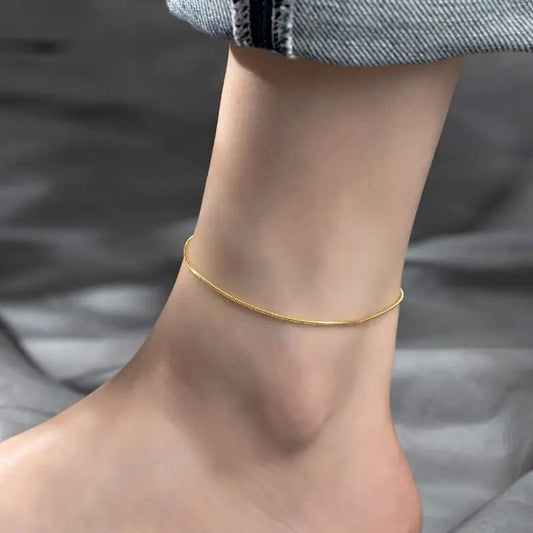 Anti Tarnish Snake Bone Chain Anklet 18K Gold Plated