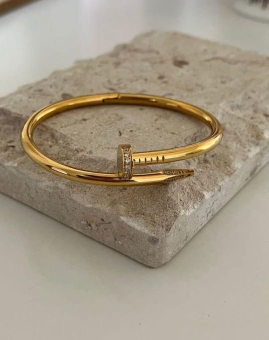 Trendy Nail Bracelet Bangle 18K Gold Plated
